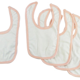 Bambini White Interlock Bib Pink Binding (Pack of 5)