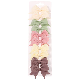 10Pcs/Set New Solid Ribbon Bowknot Hair Clips For Baby Girls Handmade