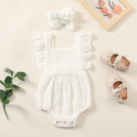 Summer Newborn Infant Baby Girls Romper + Headband