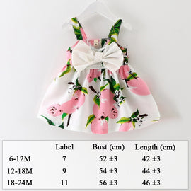 Summer Clothes Baby Girl Beach Dresses Casual Fashion Print Cute Bow Flower Princess Dress Newborn Clothing Set