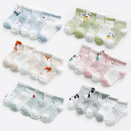 5Pairs 0-2Y Infant Baby Socks  for Girls Cotton Mesh Cute