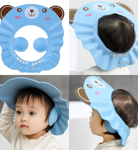 Baby Shower Soft Cap Adjustable Hair Wash Hat for Kids Ear Protection Safe