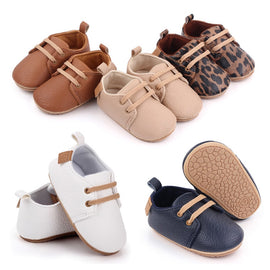 Newborn Baby Boy Girl Leather Shoes Infant First Walkers Footwear Rubber Non-slip