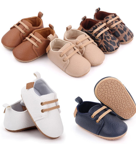 Newborn Baby Boy Girl Leather Shoes Infant First Walkers Footwear Rubber Non-slip