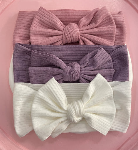 New Colors Knit Baby Headbands Rib Bow Elastic Soft