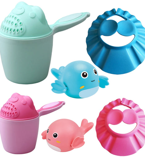 Baby Shower Shampoo Cup Kids Cartoon Bathing Toys Bath Cap