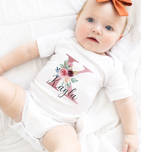 Personalized Baby Girls White Bodysuit New