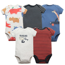 5PCS Baby Boys Girls Bodysuits Cotton Short Sleeves Kids Clothes 6-24 Month Newborn Baby Clothing  Jumpsuit