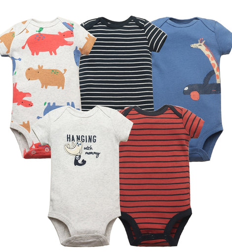 5PCS Baby Boys Girls Bodysuits Cotton Short Sleeves Kids Clothes 6-24 Month Newborn Baby Clothing  Jumpsuit