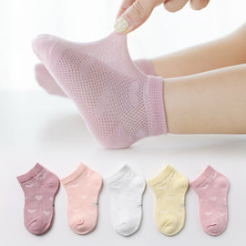 5 Pairs 1 To 4 Years Children's Socks Cotton Mesh Breathable Thin Soft Cute Socks Kids Socks