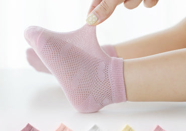 5 Pairs 1 To 4 Years Children's Socks Cotton Mesh Breathable Thin Soft Cute Socks Kids Socks